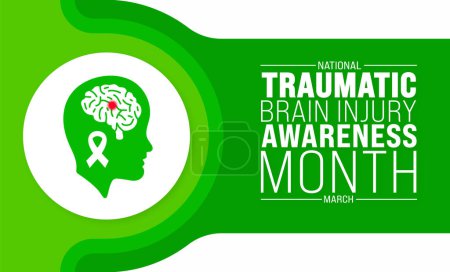Illustration for March is National Traumatic Brain Injury Awareness Month background template. Holiday concept. use to background, banner, placard, card, and poster design template with text inscription - Royalty Free Image
