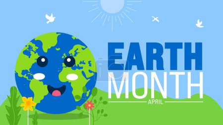 April is Earth Month background template. Holiday concept. use to background, banner, placard, card, and poster design template with text inscription and standard color. vector illustration.