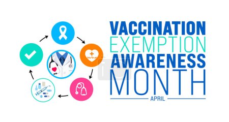 Illustration for April is Vaccination Exemption Awareness Month background template. Holiday concept. use to background, banner, placard, card, and poster design template with text inscription and standard color. - Royalty Free Image