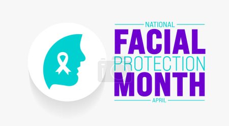 Illustration for April is National Facial Protection Month background template. Holiday concept. use to background, banner, placard, card, and poster design template with text inscription and standard color. vector - Royalty Free Image