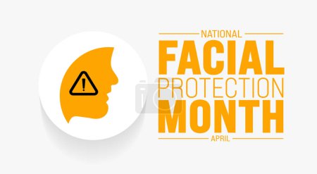 Illustration for April is National Facial Protection Month background template. Holiday concept. use to background, banner, placard, card, and poster design template with text inscription and standard color. vector - Royalty Free Image