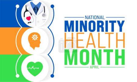 April is National Minority Health Month background template. Holiday concept. use to background, banner, placard, card, and poster design template with text inscription and standard color. vector