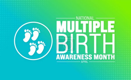 Illustration for April is National Multiple Birth Awareness Month background template. Holiday concept. use to background, banner, placard, card, and poster design template with text inscription and standard color - Royalty Free Image