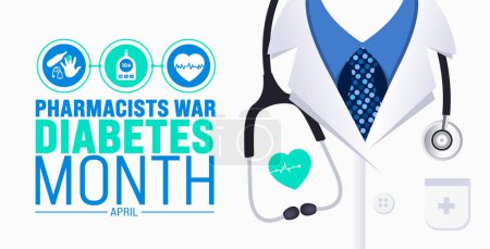 April is Pharmacists War on Diabetes Month background template. Holiday concept. use to background, banner, placard, card, and poster design template with text inscription and standard color. vector 
