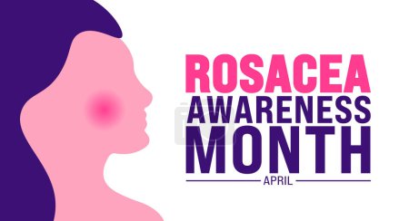 Illustration for April is Rosacea Awareness Month background template. Holiday concept. use to background, banner, placard, card, and poster design template with text inscription and standard color. vector - Royalty Free Image