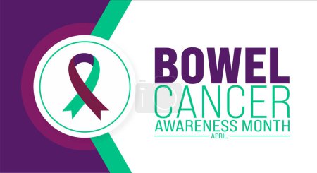 April is Bowel Cancer Awareness Month background template (en inglés). Concepto de vacaciones. utilizar para el fondo, banner, pancarta, tarjeta, y la plantilla de diseño de póster con inscripción de texto y color estándar. vector