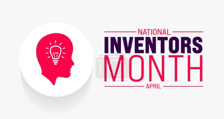 Illustration for April is National Inventors Month background template. Holiday concept. use to background, banner, placard, card, and poster design template with text inscription and standard color. vector - Royalty Free Image