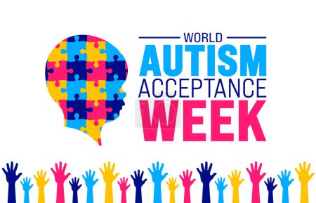 April is World Autism Acceptance Week background template. Holiday concept. use to background, banner, placard, card, and poster design template with text inscription and standard color. vector