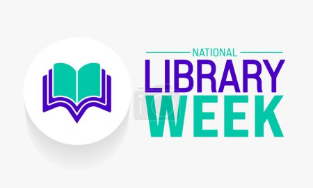 Illustration for March is National Library Week background template. Holiday concept. use to background, banner, placard, card, and poster design template with text inscription and standard color. vector illustration. - Royalty Free Image