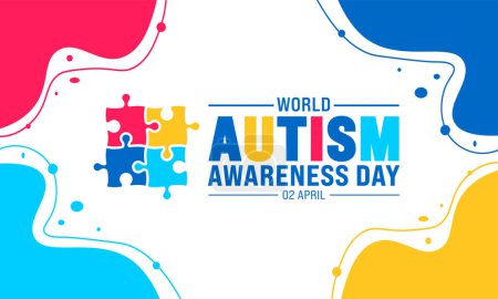 2 April world Autism Awareness Day colorful Puzzle icon banner or background design template.