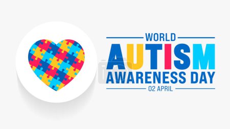 2 April world Autism Awareness Day colorful Puzzle love icon banner or background. use to background, banner, placard, card, and poster design template with text inscription and standard color.
