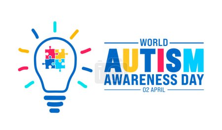 2. April Autismus Awareness Day Konzept bunte kreative Idee Glühbirne Hintergrund. Verwendung für Hintergrund, Banner, Plakat, Karte und Plakatentwurf mit Textbeschriftung und Standardfarbe.