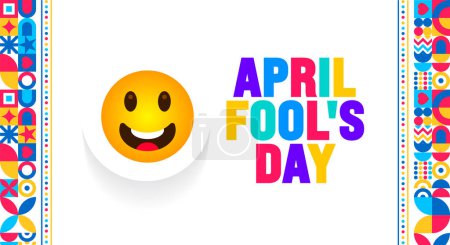 Illustration for April is April Fool's Day background template. Holiday concept. use to background, banner, placard, card, and poster design template with text inscription and standard color. vector illustration. - Royalty Free Image