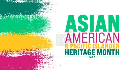 May is Asian American and Pacific Islander Heritage Month colorful pink Paint Stroke brush background template. celebrates the culture, traditions and history in the United States. use to banner, card