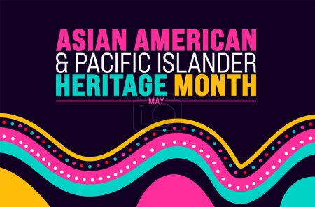 Illustration for May is Asian American and Pacific Islander Heritage Month background template. celebrates the culture, traditions and history in the United States. use to banner, cover, placard, card, and poster. - Royalty Free Image