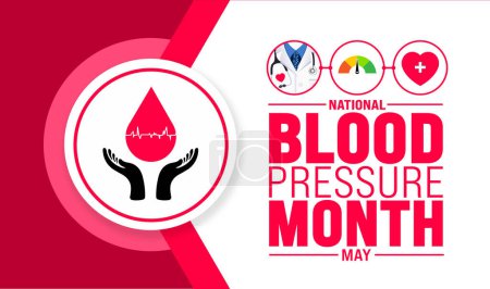 Der Mai ist der Monat des nationalen Blutdrucks. Ferienkonzept. Verwendung für Hintergrund, Banner, Plakat, Karte und Plakatentwurf mit Textbeschriftung und Standardfarbe. Vektor
