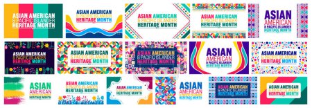 May is Asian American and Pacific Islander Heritage Month background template mega bundle. celebrates the culture, traditions and history in the United States. use to banner, cover, placard, card.