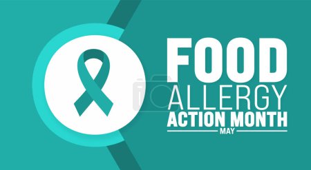 Der Mai ist Aktionstag gegen Nahrungsmittelallergien. Ferienkonzept. Verwendung für Hintergrund, Banner, Plakat, Karte und Plakatentwurf mit Textbeschriftung und Standardfarbe. Vektor
