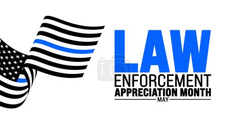 Illustration for May is Law Enforcement Appreciation Month background template. Holiday concept. use to background, banner, placard, card, and poster design template with text inscription and standard color. vector - Royalty Free Image