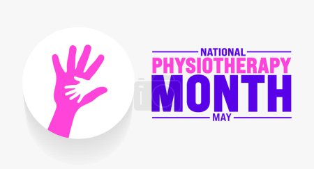 Der Mai ist der Nationale Monat der Physiotherapie. Ferienkonzept. Verwendung für Hintergrund, Banner, Plakat, Karte und Plakatentwurf mit Textbeschriftung und Standardfarbe. Vektor