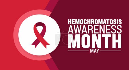 Der Mai ist der Monat des Hämochromatose-Bewusstseins. Ferienkonzept. Verwendung für Hintergrund, Banner, Plakat, Karte und Plakatentwurf mit Textbeschriftung und Standardfarbe. Vektor