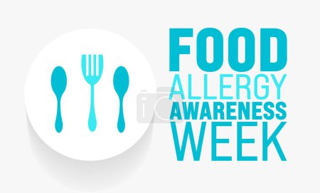 May is Food Allergy Awareness Week background template. Holiday concept. use to background, banner, placard, card, and poster design template with text inscription and standard color. vector