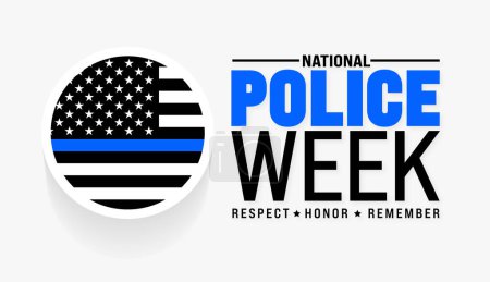 Illustration for May is National Police Week background template. Holiday concept. use to background, banner, placard, card, and poster design template with text inscription and standard color. vector illustration. - Royalty Free Image