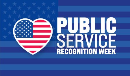Illustration for May is Public Service Recognition Week background template. Holiday concept. use to background, banner, placard, card, and poster design template with text inscription and standard color. vector - Royalty Free Image