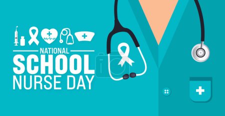 Illustration for 8 may School Nurse Day background template. Holiday concept. use to background, banner, placard, card, and poster design template with text inscription and standard color. vector illustration. - Royalty Free Image