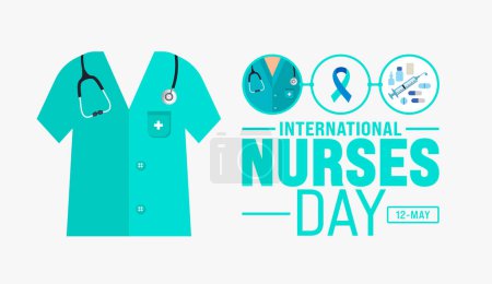 Téléchargez les illustrations : Le 12 mai est le modèle de contexte de la Journée internationale des infirmières. robe d'infirmière, concept médical et de soins de santé. utiliser pour le fond, la bannière, la plaque, la carte et la conception d'affiches. - en licence libre de droit