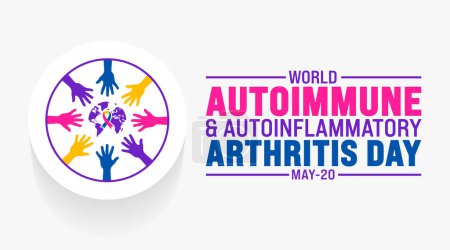 Mayo es la plantilla de fondo del Día Mundial de la Artritis Autoinmune y Autoinflamatoria. Concepto de vacaciones. uso de fondo, banner, pancarta, tarjeta, y la plantilla de diseño de póster con inscripción de texto