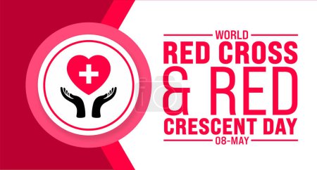 Illustration for 8 May World Red Cross and Red Crescent Day background template. Holiday concept. use to background, banner, placard, card, and poster design template with text inscription and standard color. vector - Royalty Free Image