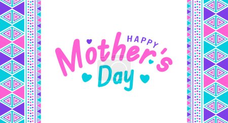 Happy Mother's day typography with geometric shape pattern background template. use to background, banner, placard, card, and poster design template with text inscription and standard color.