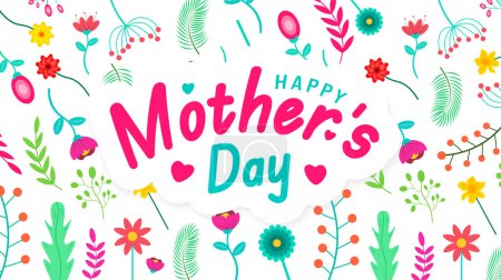 Illustration for Happy Mother's day women vector design with colorful flower background template. use to background, banner, placard, card, and poster design template with text inscription and standard color. - Royalty Free Image