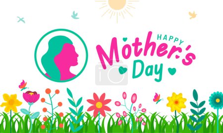 Happy Mother's day women vector design with colorful flower background template. use to background, banner, placard, card, and poster design template with text inscription and standard color.