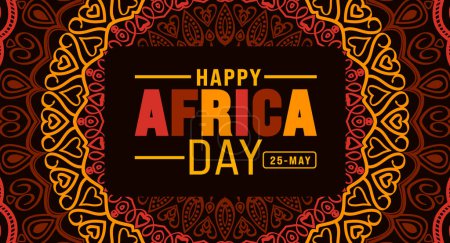 25 May is Happy Africa Day geometric shape pattern background with african map vector design template. Holiday concept. use to background, banner, placard, card, and poster design template.