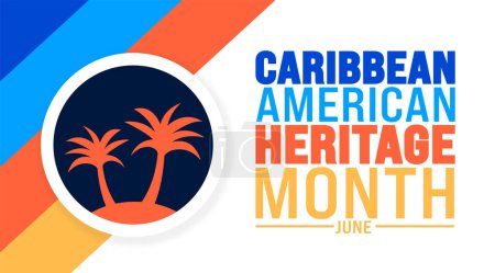 June is Caribbean American Heritage Month palm tree background template. Holiday concept. use to background, banner, placard, card, and poster design template with text inscription