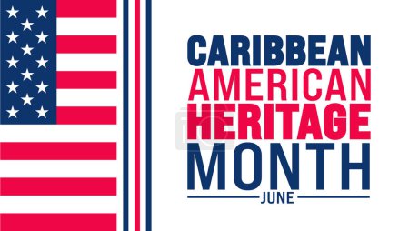 Juni ist Caribbean American Heritage Month Palm Background Template. Ferienkonzept. Verwendung für Hintergrund, Banner, Plakat, Karte und Plakatentwurf mit Textinschrift