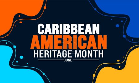 Juni ist Caribbean American Heritage Month Palm Background Template. Ferienkonzept. Verwendung für Hintergrund, Banner, Plakat, Karte und Plakatentwurf mit Textinschrift