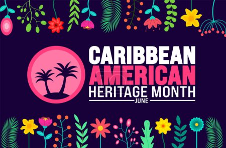 June is Caribbean American Heritage Month palm tree background template. Holiday concept. use to background, banner, placard, card, and poster design template with text inscription