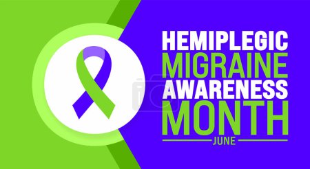 Illustration for June is Hemiplegic Migraine Awareness Month background template. Holiday concept. use to background, banner, placard, card, and poster design template with text inscription and standard color. vector - Royalty Free Image