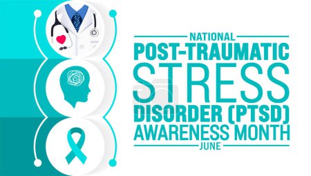 Posttraumatic Stress Disorder or PTSD Awareness Month background template. Holiday concept. use to background, banner, placard, card, and poster design template with text inscription