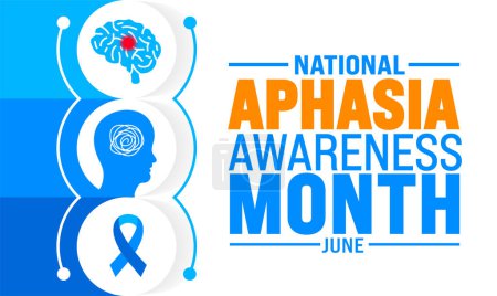 June is National Aphasia Awareness Month background template. Holiday concept. use to background, banner, placard, card, and poster design template with text inscription and standard color. vector