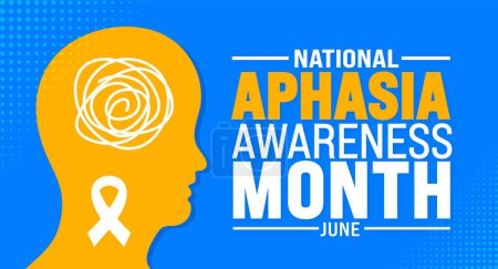 June is National Aphasia Awareness Month background template. Holiday concept. use to background, banner, placard, card, and poster design template with text inscription and standard color. vector