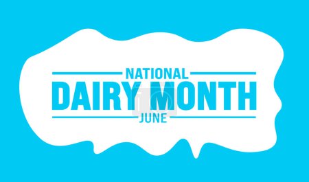 Der Juni ist der Monat der Milchwirtschaft. Ferienkonzept. Verwendung für Hintergrund, Banner, Plakat, Karte und Plakatentwurf mit Textbeschriftung und Standardfarbe. Vektorillustration.