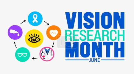 June is Vision Research Month background template. Holiday concept. use to background, banner, placard, card, and poster design template with text inscription and standard color.