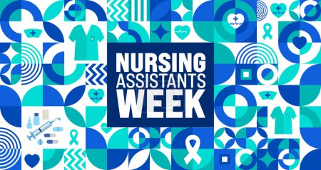 Illustration for June is Nursing Assistants Week background template. Holiday concept. use to background, banner, placard, card, and poster design template with text inscription and standard color. - Royalty Free Image
