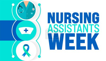 Illustration for June is Nursing Assistants Week background template. Holiday concept. use to background, banner, placard, card, and poster design template with text inscription and standard color. - Royalty Free Image