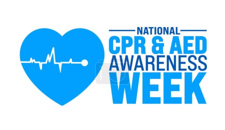 Im Juni findet die Nationale CPR und AED Awareness Week statt. Ferienkonzept. Verwendung für Hintergrund, Banner, Plakat, Karte und Plakatentwurf mit Textbeschriftung und Standardfarbe. Vektor 