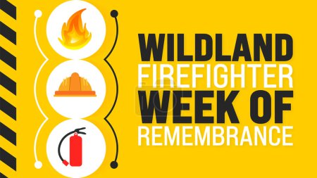 Im Juni ist Wildland Firefighter Week of Remembranc Hintergrund Vorlage. Ferienkonzept. Verwendung für Hintergrund, Banner, Plakat, Karte und Plakatentwurf mit Textbeschriftung und Standardfarbe.